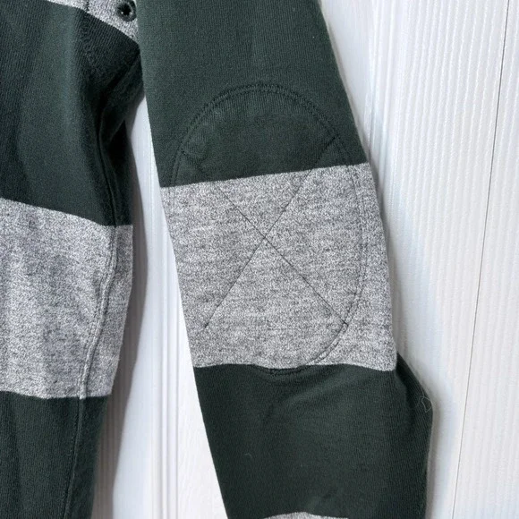 men's‎ M J Crew rugby shirt in Green Heather Hoop stripe NWOT